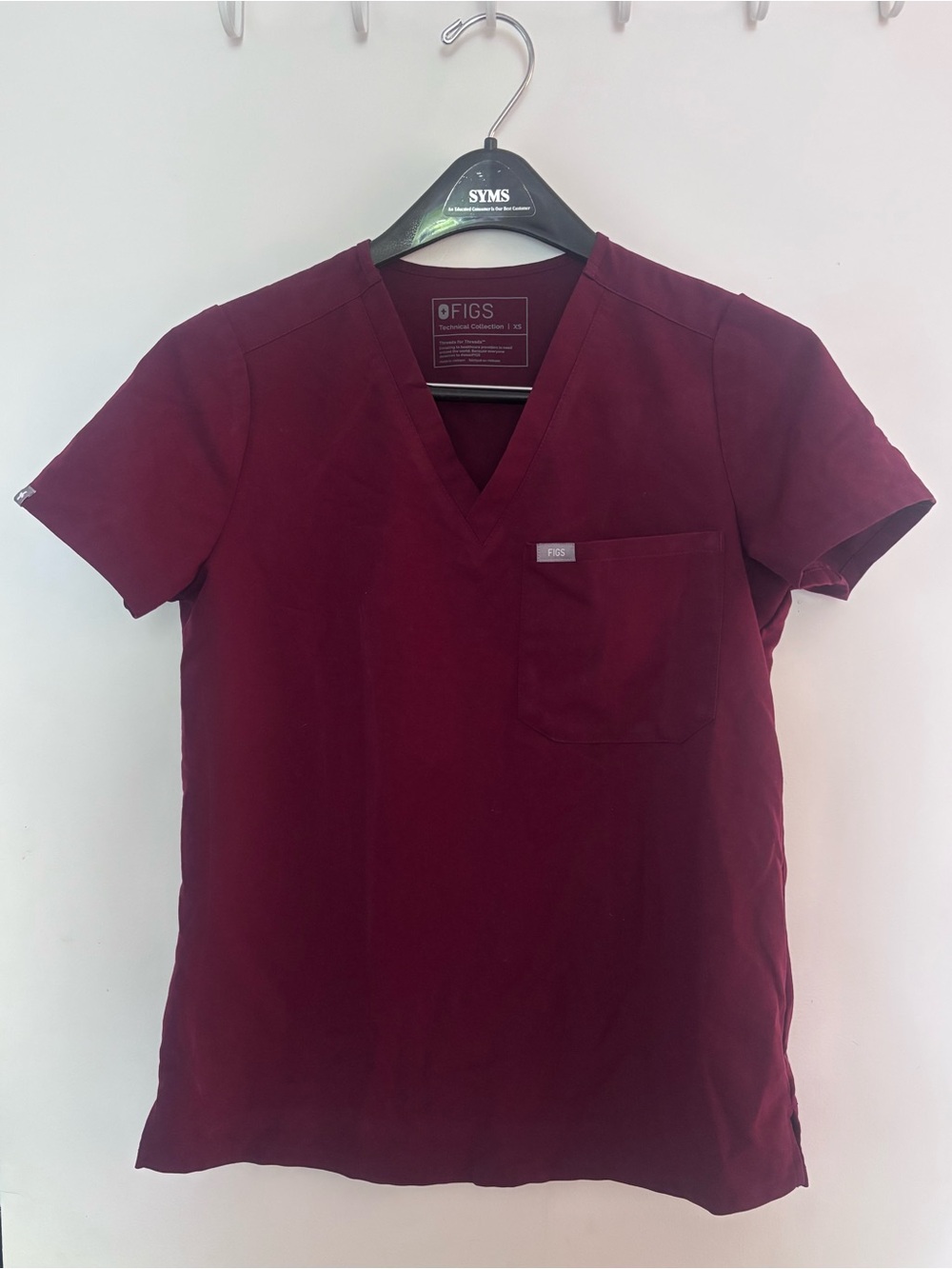 Figs Womens Catarina Scrub Top in Burgundy Size XS
